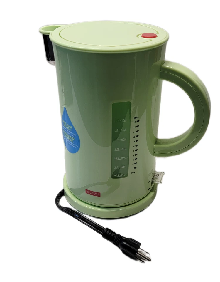 Hervidor de agua eléctrico de plástico Bodum Ettore 57 onzas 1,7 litros amarillo 11175 de colección Foto 2 de 4