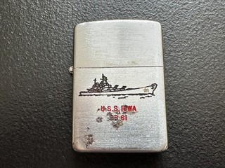Vintage 1950's U.S.S. IOWA BB 61 Military Zippo Lighter