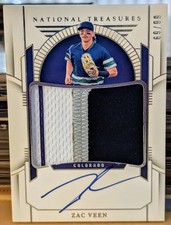 2024 National Treasurers Silver Logo Patch Auto #PMS-ZV Zac Veen 69/99 Rockies