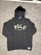NWT Polo Ralph Lauren Black Brown Cream RL FLEECE LOGO HOODIE Pullover Large