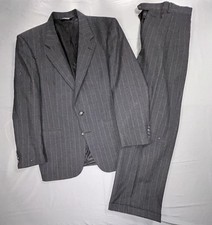 Vintage Burberrys Suit Mens 43R 32x29 Gray Pinstripe Wool 2 Piece Business