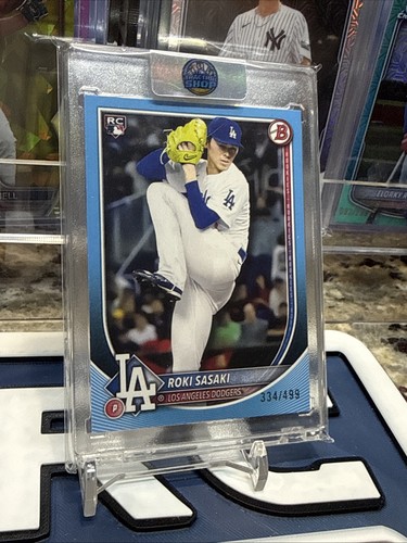Roki Sasaki 2025 Topps Bowman béisbol frontera azul novato 334/499 LA Dodgers radiocontrol - Imagen 2 de 4