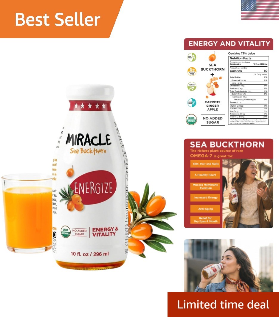 Fruit & Ginger Infused Sea Buckthorn Wellness Drink - Organic & Refreshing 10 Oz