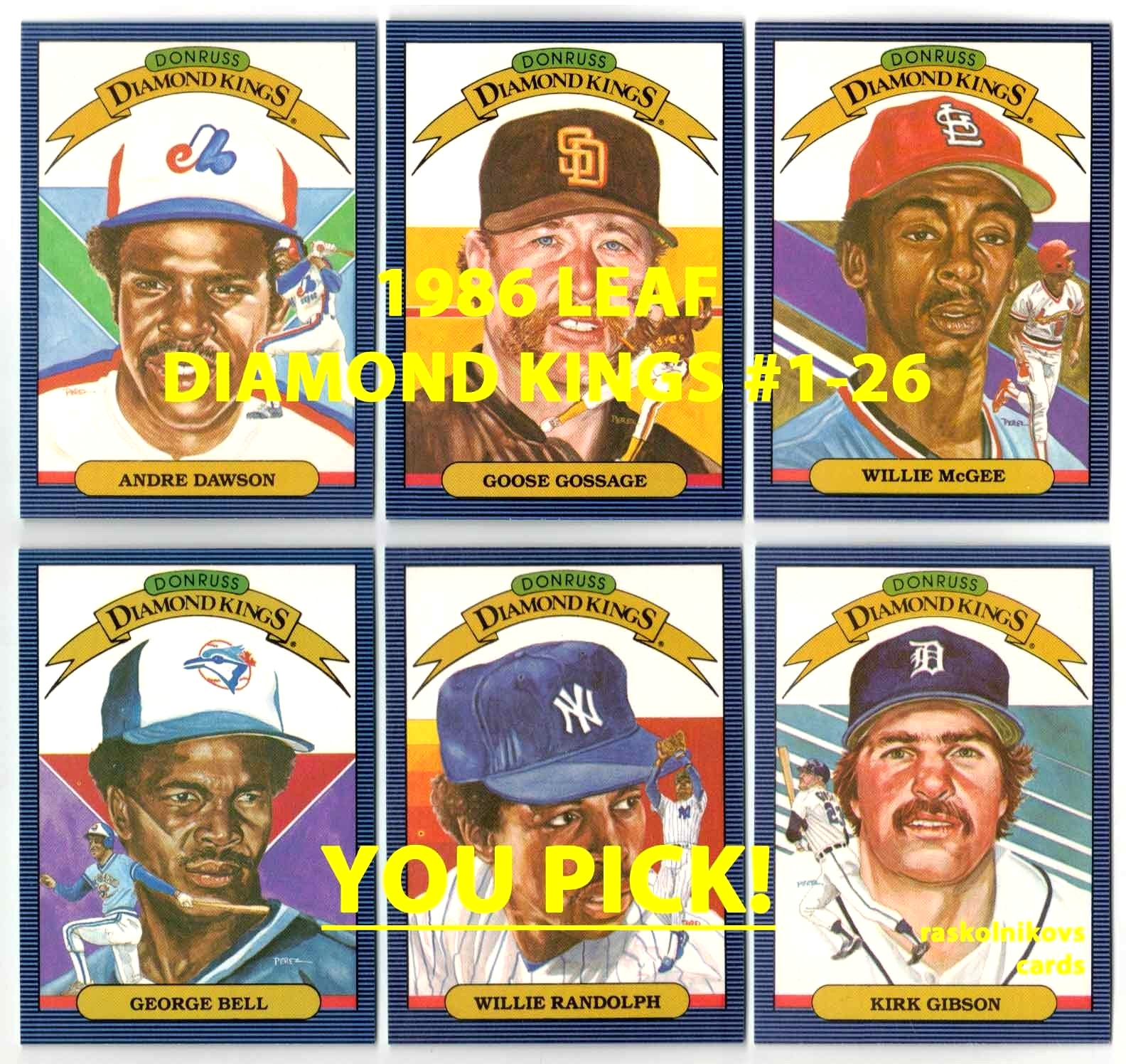 1986 Donruss LEAF Canadian DIAMOND KINGS #1-26 $2 or 2 Card Minimum YOU PICK!