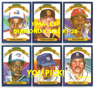 1986 Donruss LEAF Canadian DIAMOND KINGS #1-26 $2 or 2 Card Minimum YOU PICK!