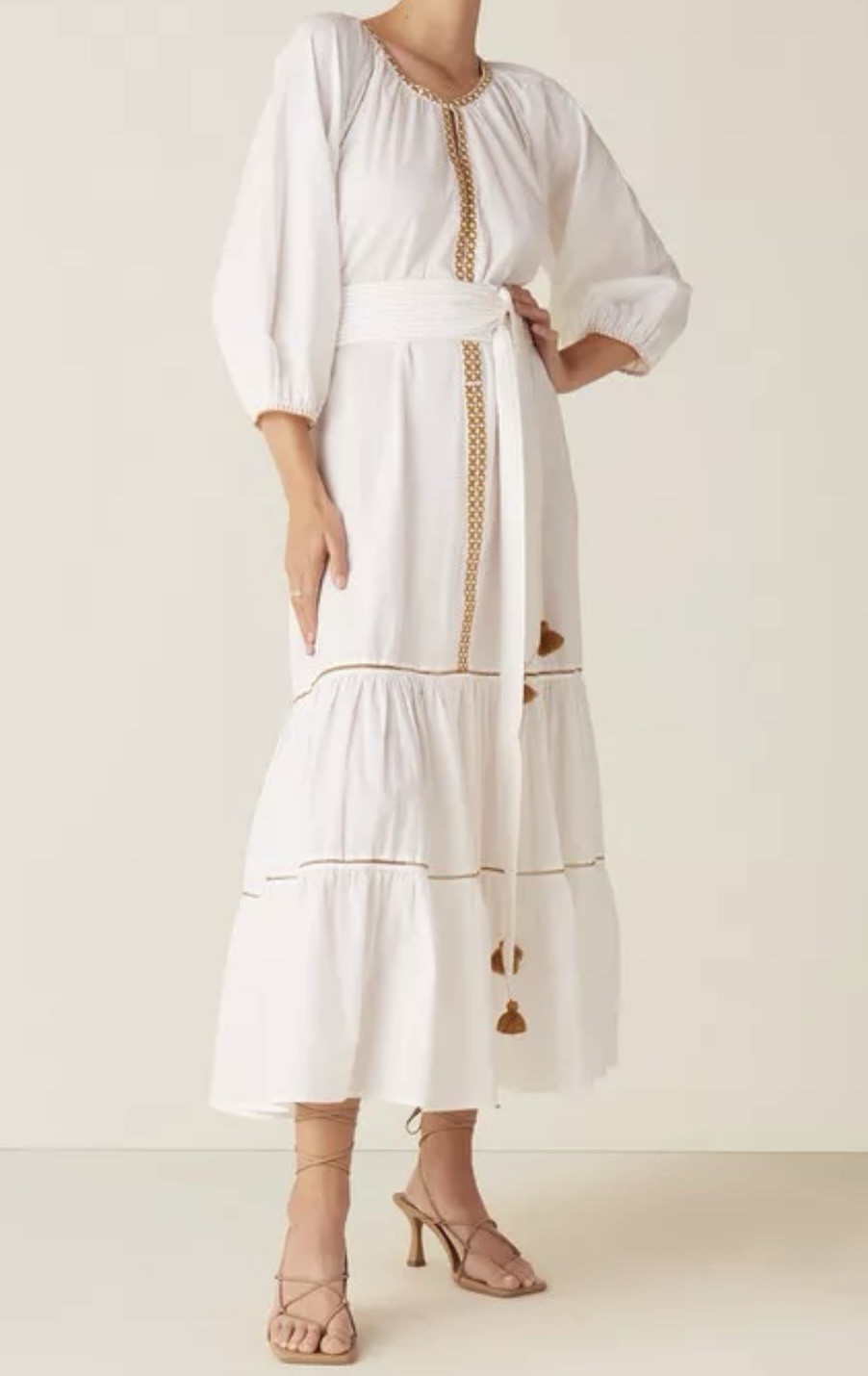 Figue Johanna White Cotton Midi Dress Size XL - image 6