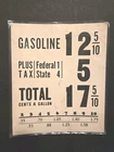 VINTAGE 1920s 30s Visible Gas Pump Price Card Double Sided Sign Paper 8x7