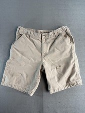 Carhartt Rugged Flex Shorts Mens 38 Beige Canvas Cargo 9 Inseam BS2514-M