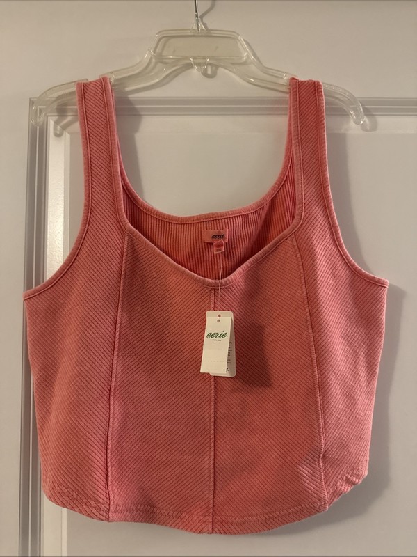 Aerie Ribbed Cropped Tank Top Women Xlarge Orange Sleeveless NWT