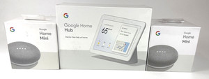 New-Factory Sealed-Google-Home Hub-7" Display-Chalk-H1A- & 2 Nest Minis -H0A