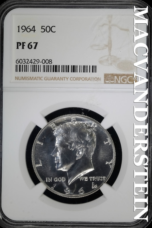 1964 Kennedy Half Dollar- Silver- NGC PF 67- Lustrous- No Reserve #SLA1220