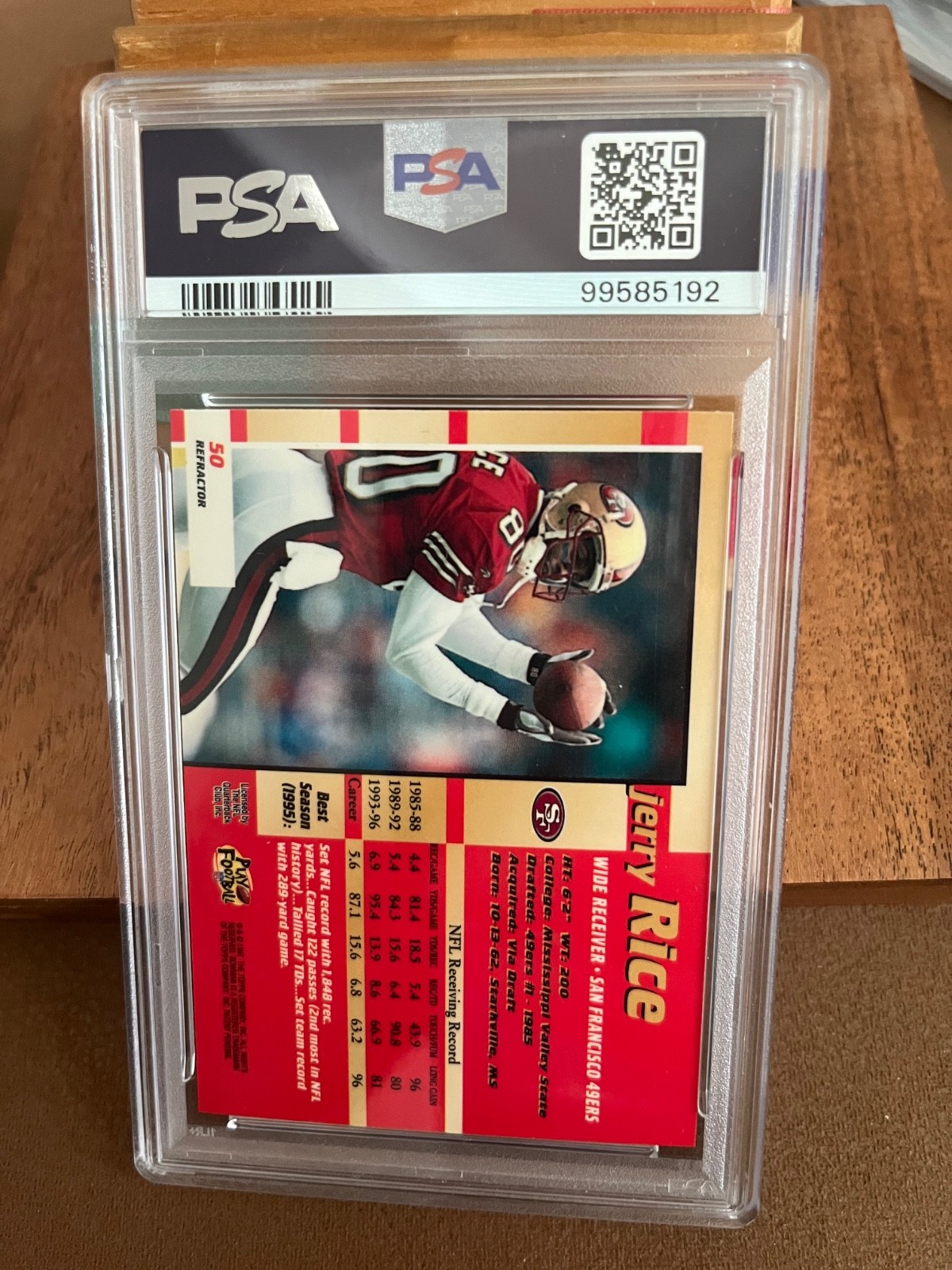 1997 bowmans best jerry rice refractor #50 PSA 9 view 2