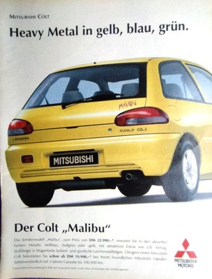 Mitsubishi Colt GLi ''Malibu'', originale Werbung aus 1995