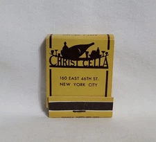 Vintage Matchbook Christ Cella Restaurant New York City Advertising Matches Full