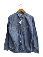 FOB FACTORY Long-Sleeve Shirt, Size L, Cotton, IDG (Indigo), Plain, F3378