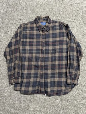 Pendleton Country Traditionals Flannel Shirt Men XLarge BLK Plaid Wool Blend USA