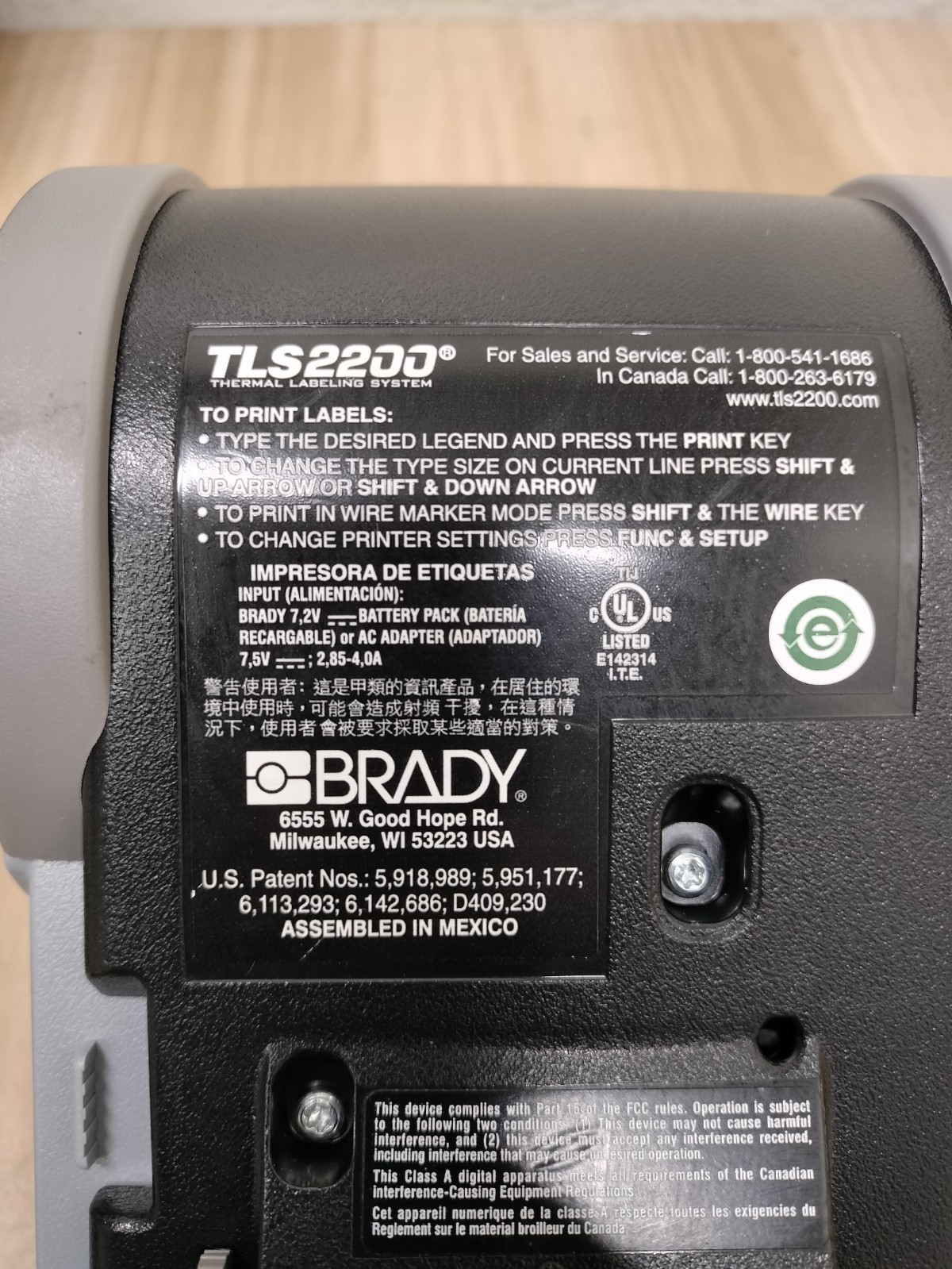 Brady HandiMark TLS2200 Thermal Label Printer Case Batt Cord