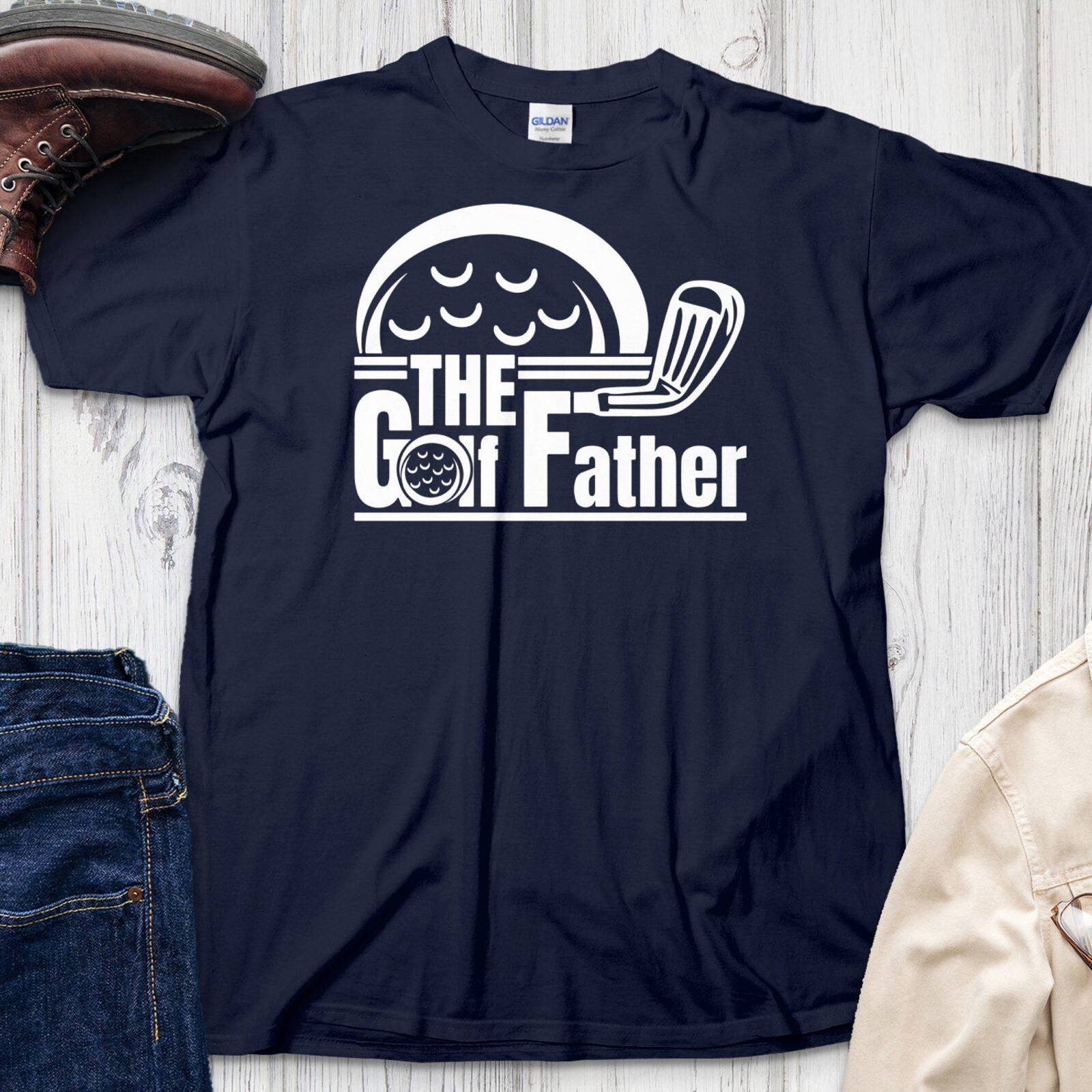 Funny Golf Father T-Shirt Gift For Dad Golf Lover Navy Tee #26