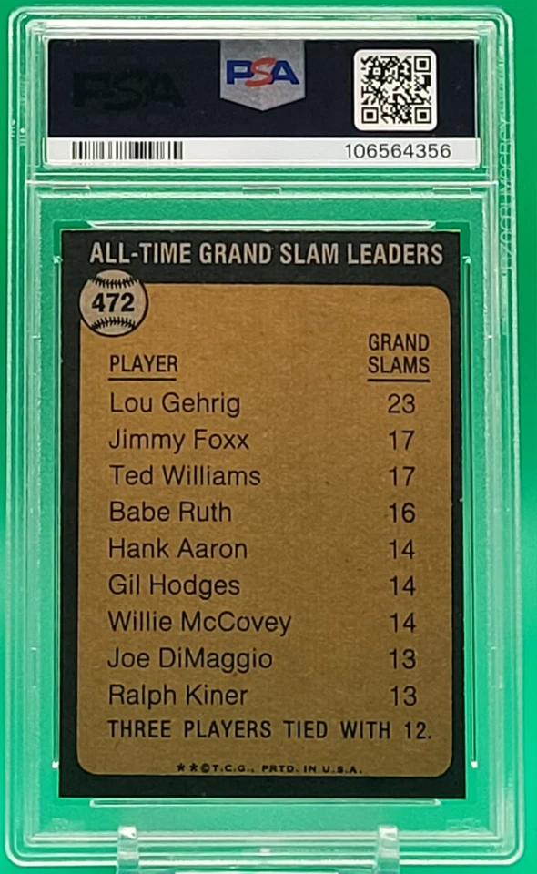 ⚡1973 Topps All-Time Grand Slam Leader #472 LOU GEHRIG PSA 7.5 CASI NUEVO + HOF Yankees Foto 2 de 2