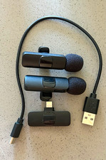 2x Clip-On Lavalier/Lapel Microphones USB/USB-C/Lightning Black