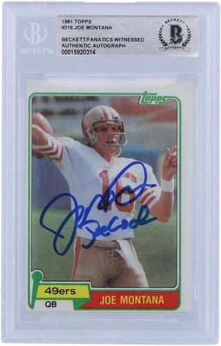 Joe Montana 49ers Signed 1981 Topps Series 1 216 BAS Rookie Card w/Joe Cool Insc