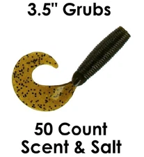 Curly Tail Grubs Fishing Lures Soft Plastic Baits Mister Twister Green Pumpkin