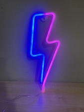 Lightning Bolt Blue And Pink LED Neon Sign USB/Battery - Batteries Included