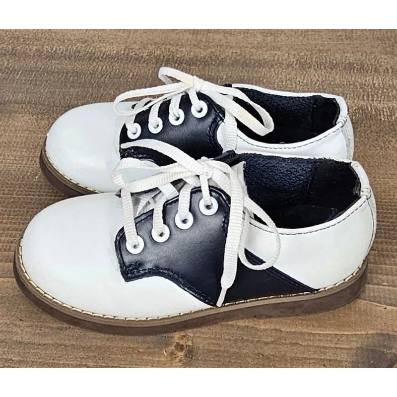 Striderite toddler classic leather saddle shoes navy white sz 7.5 preppy sturdy - Image 3 of 4