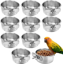 10 Pcs Bird Food Bowls Stainless Steel Parrot Cage Water Bowl Cups