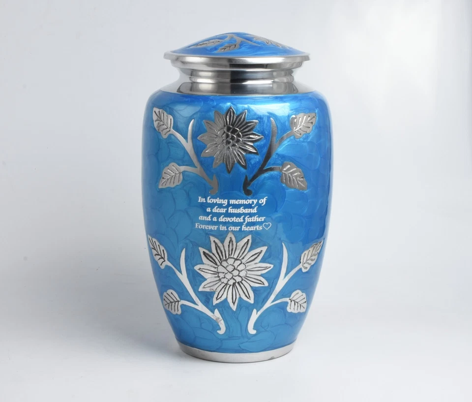 Aluminium Memorial Urn for Adult Ashes – Sunflower Design Cremation Funeral Urn - Image 3 of 4