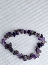 Genuine Amethyst Chip Stone Stretch Bracelet