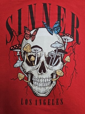 Neon N Nights Red Adult Sz Small Sinner Los Angeles Graphic Print T-shirt