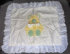 Vintage Crib Pillowcase-yellow Rosebuds-yellow Gingham- Teddy Bear