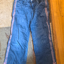 Abercrombie Kids Girls Low Rise Baggy Denim Jeans Blue Pink Bow 11-12