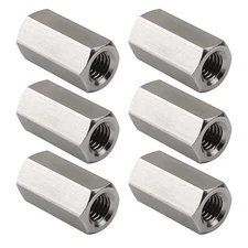 M8 X 1.25-Pitch 24mm Length Metric Hex Coupling Nut 304 Stainless silver 