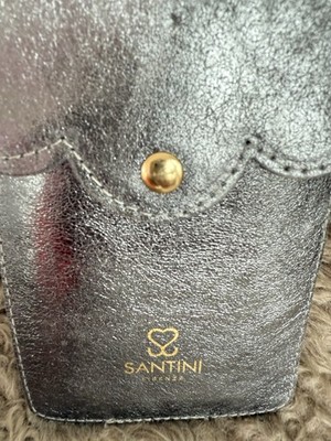 Handytasche, Leder, Umhängetasche, Smartphone Tasche, silber SANTINI