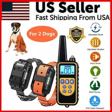 2800 FT Remote Dog Shock Training 2 Collar Set Rechargeable Waterproof LCD Pet