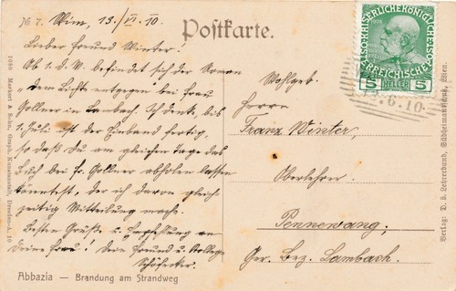 AK aus Abbazia Brandenburg am Strandweg Italien Ansichtskarte (11789) - Imagen 2 de 2
