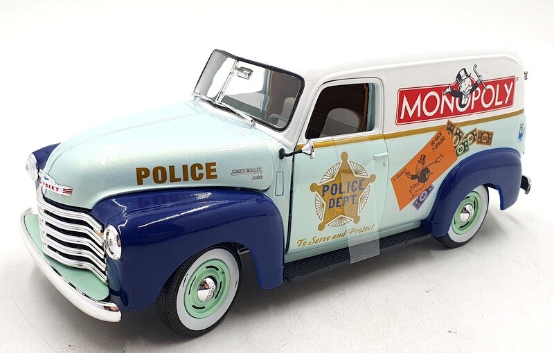1/18 Scale 1948 Chevrolet Police Van Monopoly Diecast Model by Autoworld