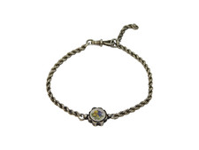Victorian Sterling Silver & Floral Enamel Sweetheart Bracelet Antique c1890