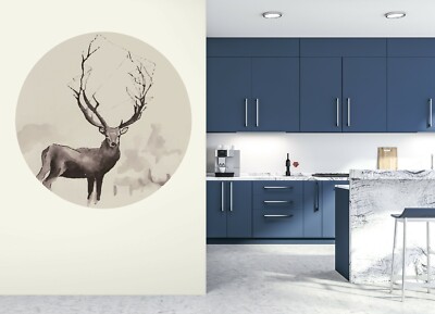 3D Grey Deer ZHUA8527 Wallpaper Wall Murals Removable Self-adhesive Amy
