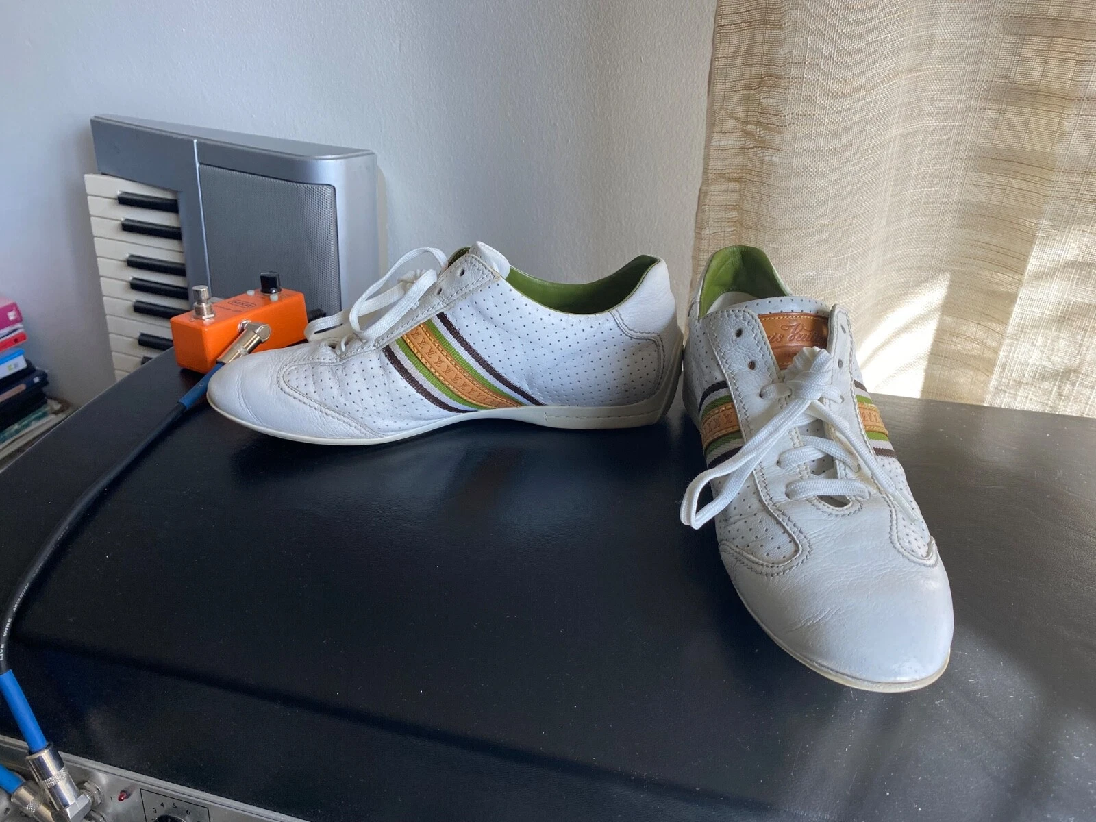 LOUIS VUITTON TRAINER Scarpe basse sneakers Louis Vuitton bianche pelle gomma 6 scarpe da ginnastica monogram vitello