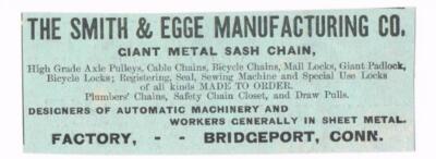 1893 Smith & Egge Manufacturing Company Bridgeport, CT Ad - RA10A-33