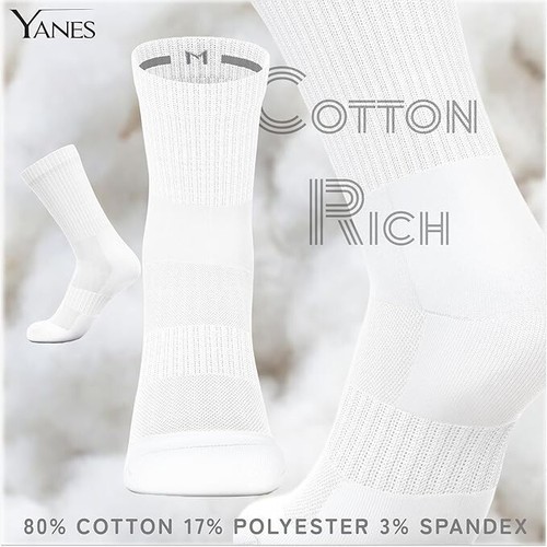 Yanes Everyday gepolsterte Crew-Socken 6-8/8-12 Socken - 6 Paar, weiß, Large-Medium - Bild 4 von 7