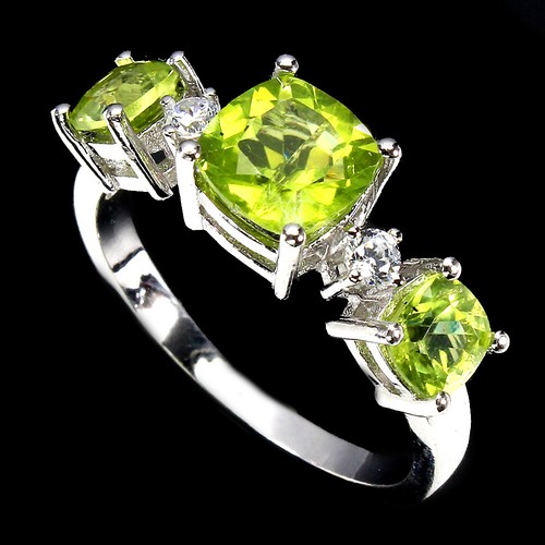 925 Sterling Silver Ring Cushion Peridot 7mm Natural Gemstone Jewelry Size 7 - Picture 2 of 10