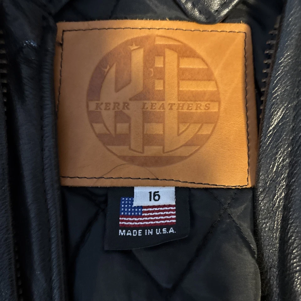 Chaqueta de cuero para mujer Kerr de cuero con inserto acolchado de invierno con aberturas talla 16, Foto 2 de 4