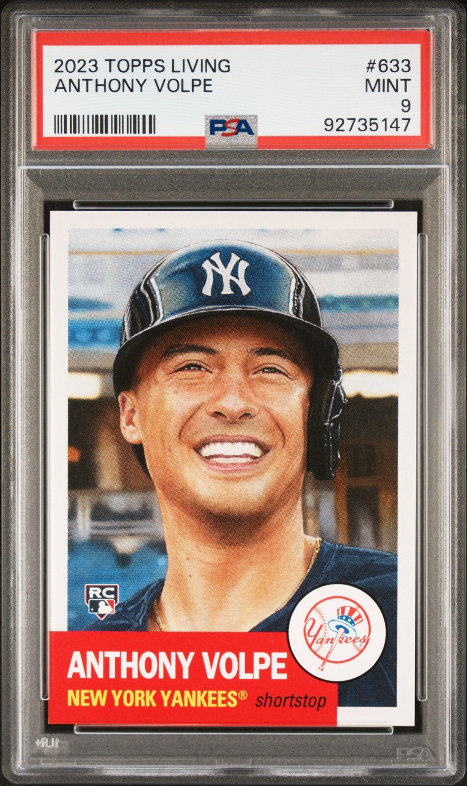 Anthony Volpe 2023 Topps "Living" Rookie #633 - PSA 9 - MINT - Yankees !