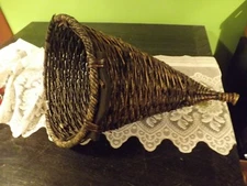 Thanksgiving  Cornucopia Rope Braid Horn of Plenty fall Centerpiece 17" L 14" D