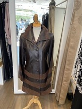 Ladies Brown Leather Coat With Pressed Leather Inserts