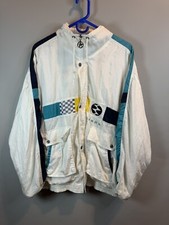 Ixspa By Jamie Sadock Vtg 80s 90s White Windbreaker Coat Jacket Surf Skate Sz L